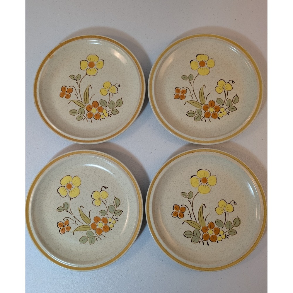 Vintage Hearthside Garden Festival Sunshine Flowers Salad Plates 7.5" Set of 4